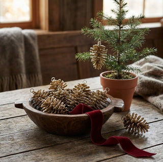 Gold Glittered Pinecone Ornament