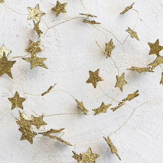 72" Gold Glitter Star Garland