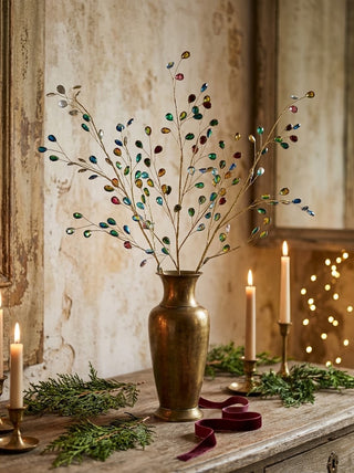 27.5" Faux Botanical Spray With Iridescent Acrylic Jewels