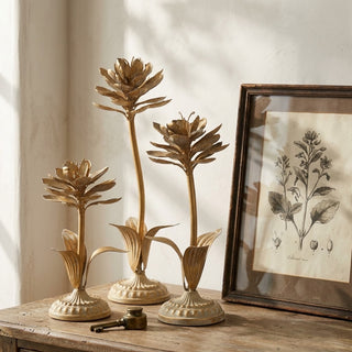 Gold Whitewashed Metal Flower - Choose Size