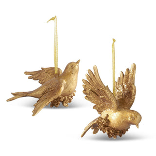 Carved Resin Gold Leaf Bird Ornament — Choose Style