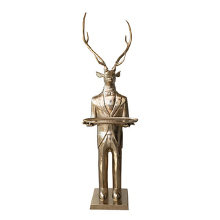 84" Life Size Gold Deer Butler with Tray