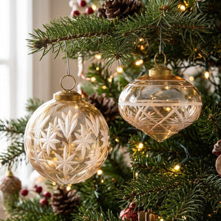 Cut Glass Amber Colored Heirloom Ornament - Choose Style
