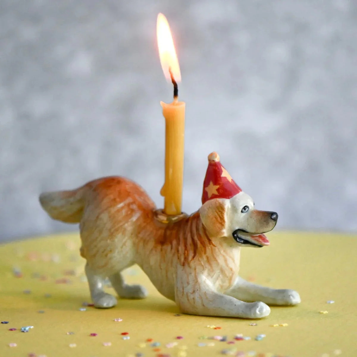 Porcelain Golden Retriever Heirloom Birthday Cake Topper