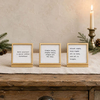 Gold Holiday Saying Frame with Easel – 3 Styles