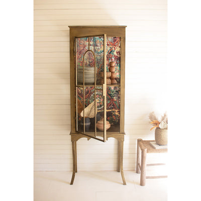 The Christophe Gold Metal Cabinet with Printed Designed Back