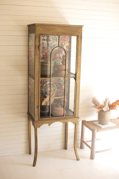 The Christophe Gold Metal Cabinet with Printed Designed Back