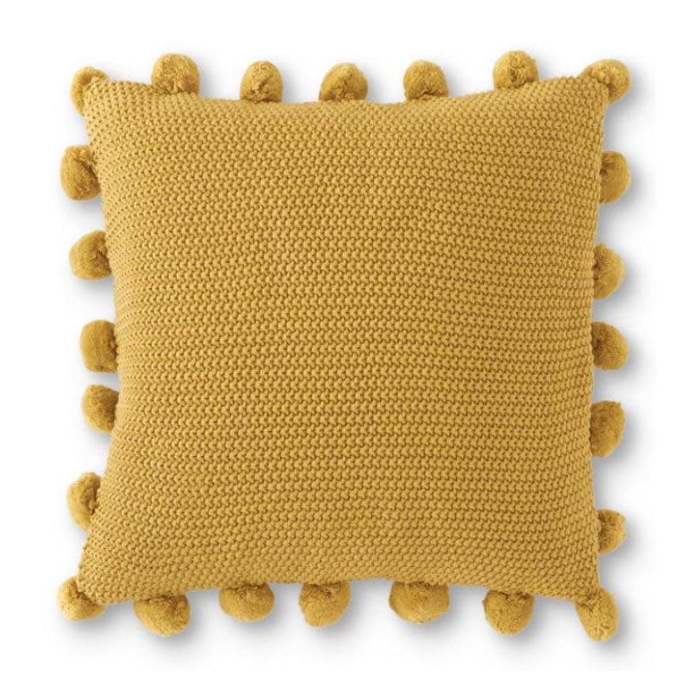 20" Knit Pompom Pillow - Gold