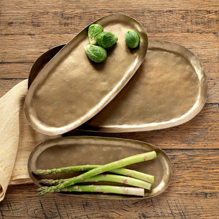 Set of 3 Antiqued Gold Serving Trays