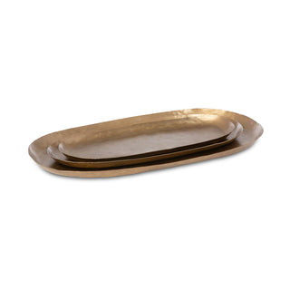 Set of 3 Antiqued Gold Serving Trays