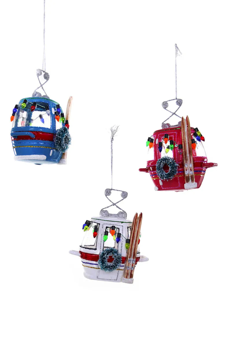 Cody Foster Glass Ski Slope Gondola Ornament