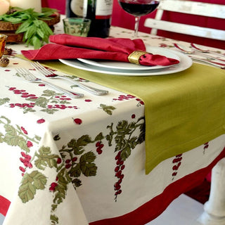 Gooseberry Red and Green French Tablecloth - Choose Size