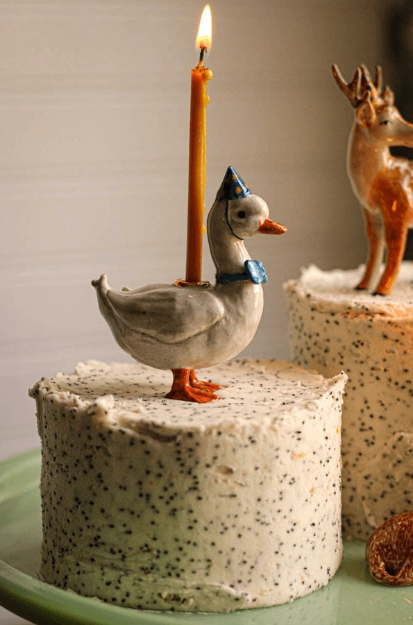 Porcelain Goose Heirloom Birthday Cake Topper