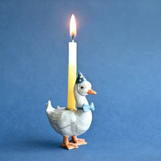 Porcelain Goose Heirloom Birthday Cake Topper - Blue