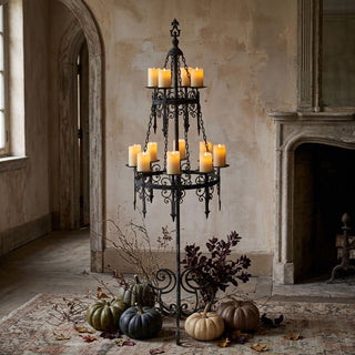 62" Gothic Two-Tier Metal Floor Candelabra