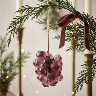 Hand-Blown Glass Cluster Ornament - Plum