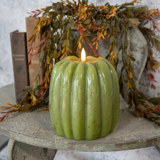 6" 3D Flame Pumpkin Candle - Green