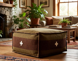 Swiss Army Pouf - Green and Brown