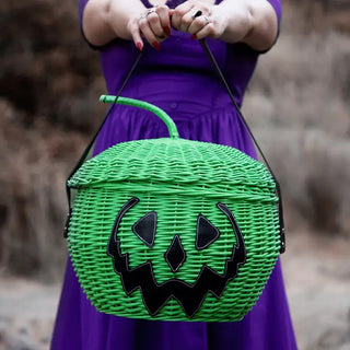 Halloween Hallows Pumpkin Trick or Treating Picnic Basket - Green
