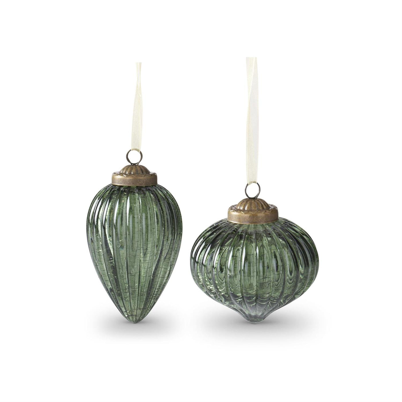 Green Crackle Glass Ornament - Choose Style