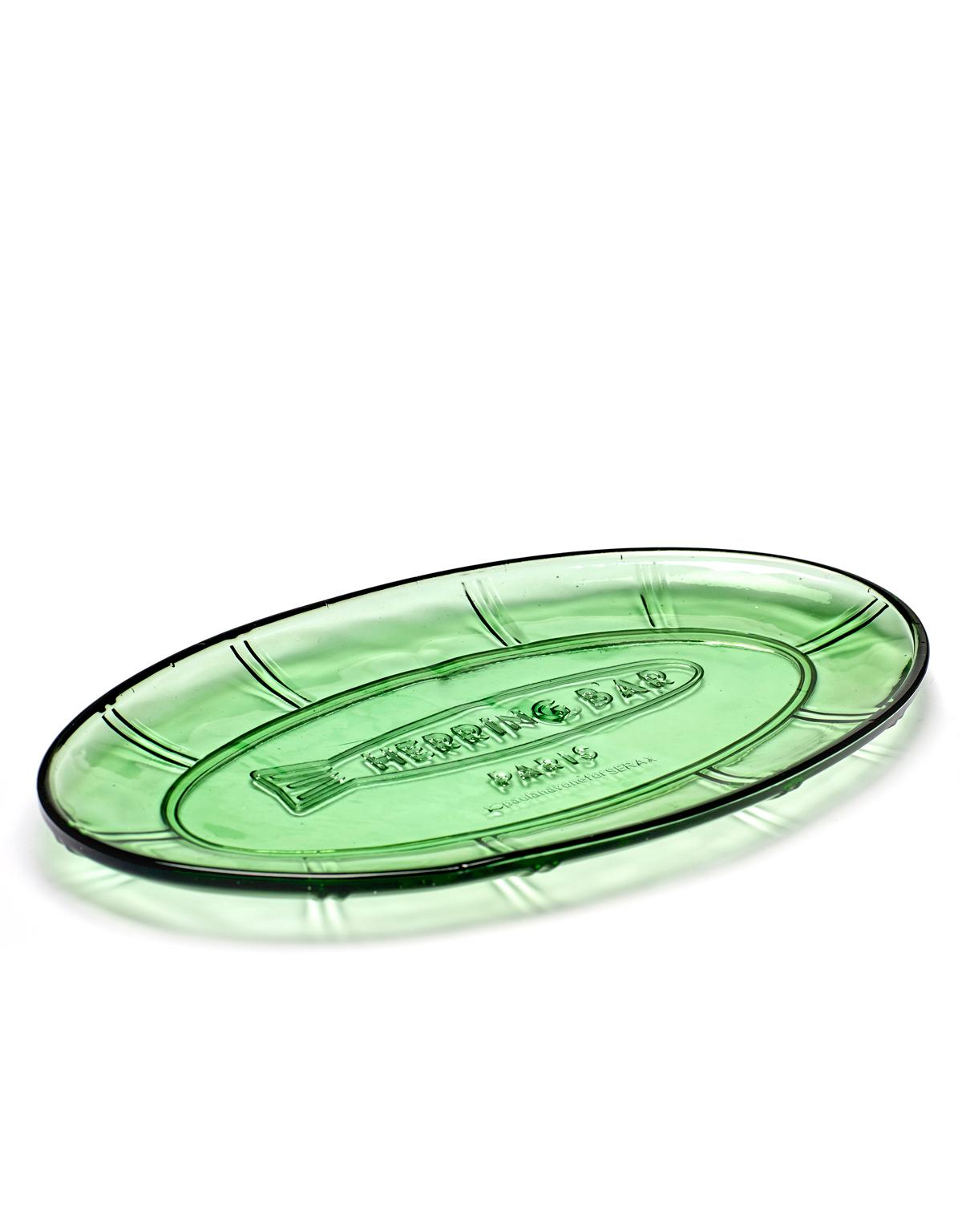 Transparent Green Glass Fish and Fish Serving Dish