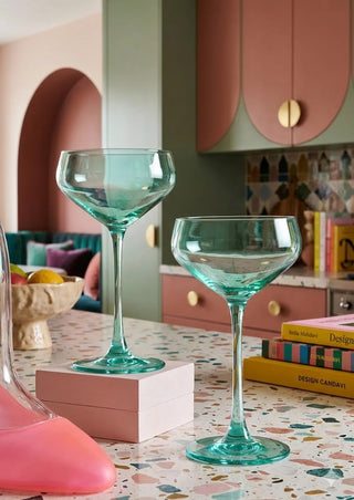 8oz Green European Crystal Coupe Glass