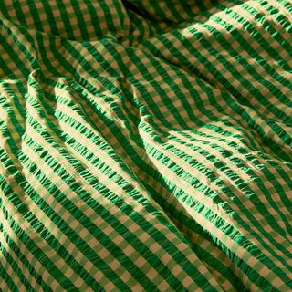 Baek and Bolge Duvet Seersucker Cover Set - Green and Sand