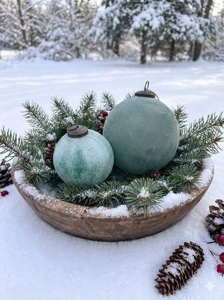 6" Frosted Emerald Glass Ornament