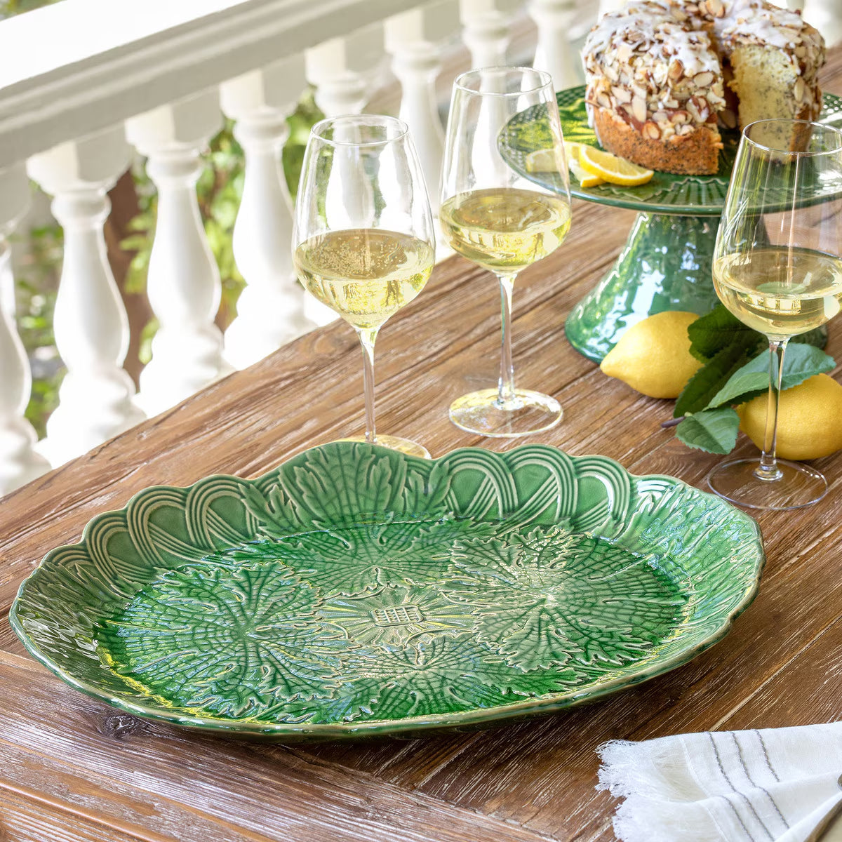 Green Glazed Serving Tray