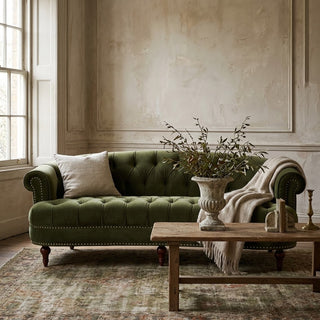 Green Velvet Chesterfield Sofa