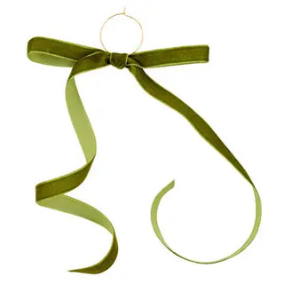 Set of 6 Velvet Bow Wine Charms - Green