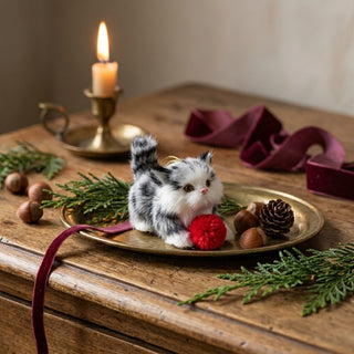Playful Grey & White Kitten Ornament