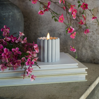 3" Grey Cement Column Flameless Wax 3D Candle