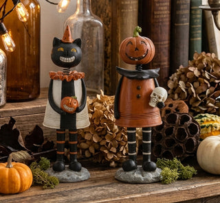 Retro Style Halloween Bobble Head - Choose Pumpkin or Cat