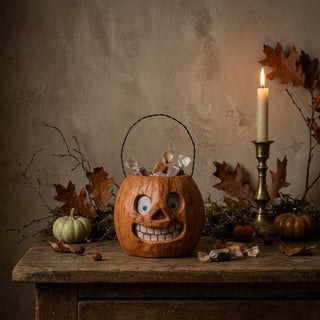 Vintage-Style Happy Jack-O-Lantern Jr Candy Container with Handle