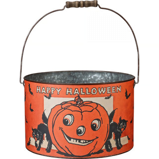 Vintage Style Happy Halloween Bucket - Choose Size