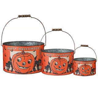 Vintage Style Happy Halloween Bucket - Choose Size