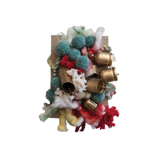 72" Handmade Wool & Cotton Garland with Pom Poms and Metal Bells