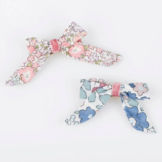 Set of 4 Floral Pattern Bow Hair Clips