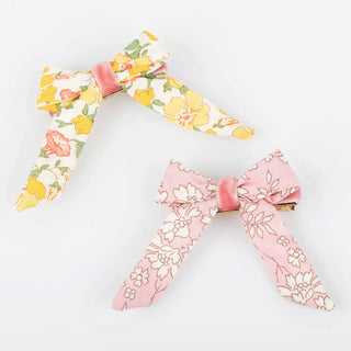 Set of 4 Floral Pattern Bow Hair Clips