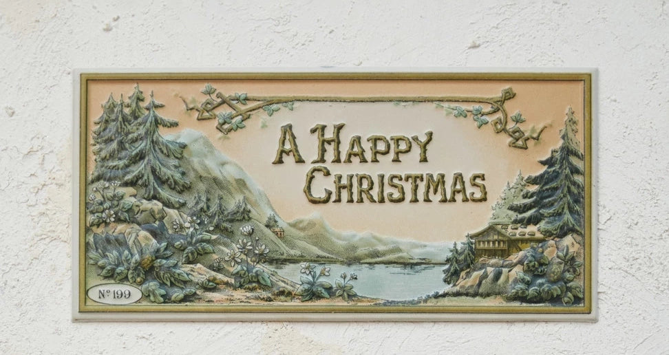 Metal Embossed Vintage Style Happy Christmas Sign