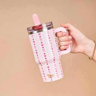 20 oz Lifestyle Flip Straw Tumbler - Bows and Hearts