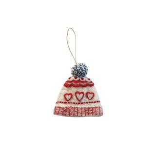 Handmade Wool Felt Hat Shaped Embroidered Ornament - Choose Style