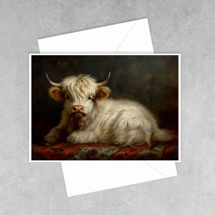 Highland Cow in Pendleton Blanket - Note Card – Cotton & Crete
