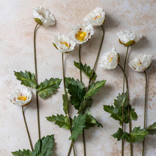 35" White Poppy Stem