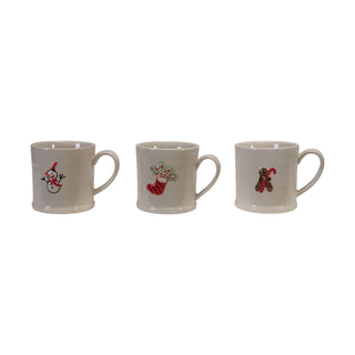 Embossed Holiday Stoneware Mug – 3 Styles