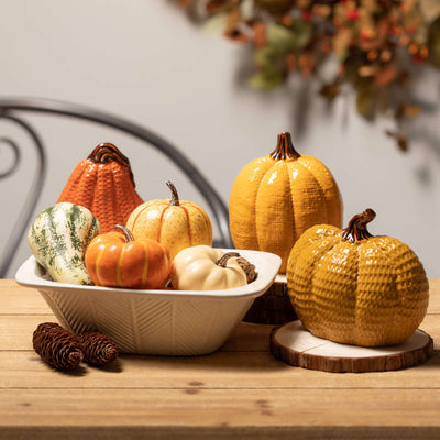 Set of 3 Textured Ceramic Pumpkins