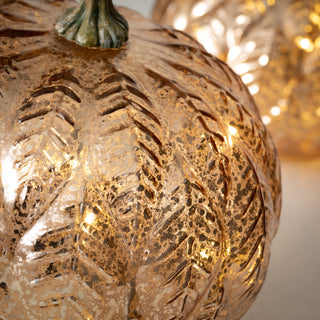 Lighted Gold Leaf Pattern Pumpkin - Choose Size
