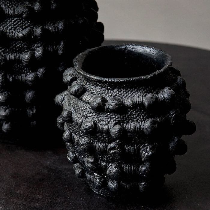 Black Textured Cement Vase - Small