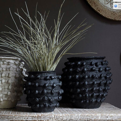 Black Textured Cement Vase - Small